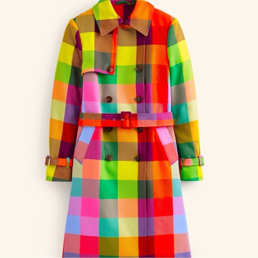 Stylewe Color Plaid Urban Long Sleeve Trench Coat With Belt. NWT, size XL